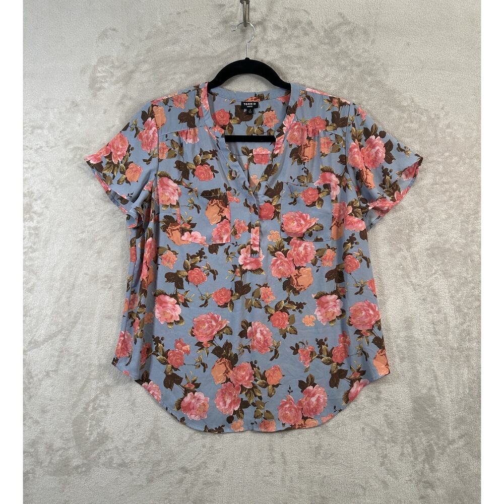 Torrid Harper Floral Flutter Sleeve Top Size 2X Coquette Cottage Feminine Boho